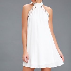 White Lace Halter Dress